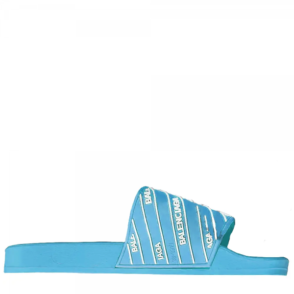Balenciaga Slides Small Logo ‘Blue’